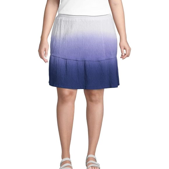 NWT  Lands End Womens Hi Rise Pull On Tiered Skirt Blue Ombre Size L $75 LE15 - Picture 5 of 5